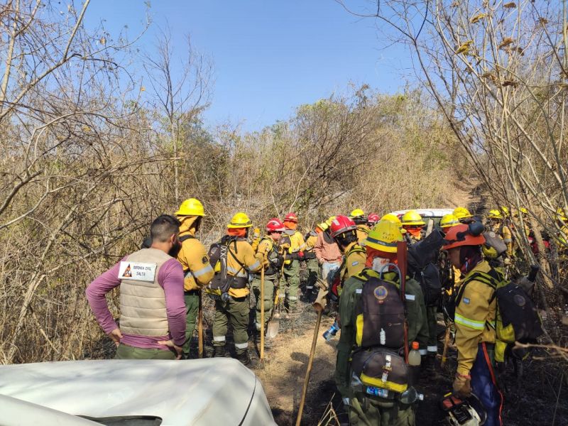 Por tierra y aire prosigue el operativo de sofocamiento de incendios forestales en el norte provincial